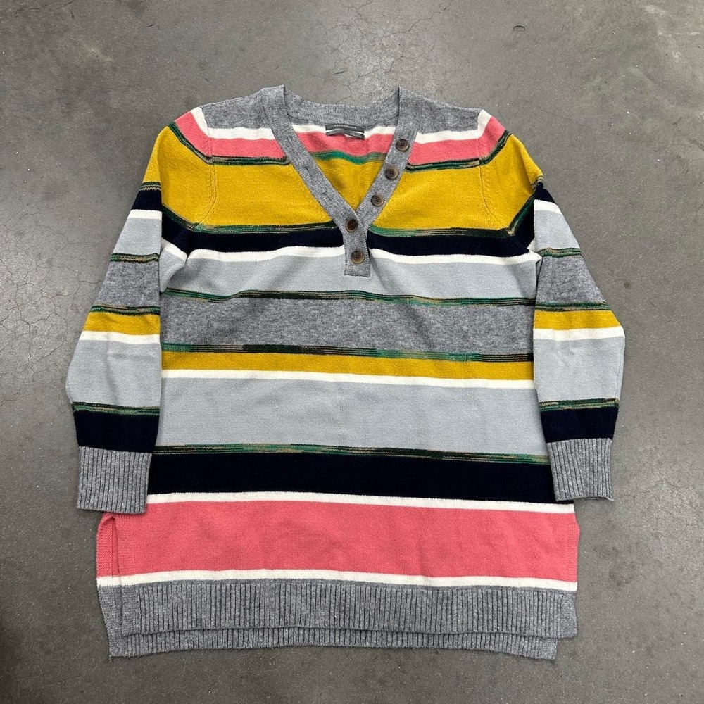 Anthropologie Henley Pullover striped sweater Size Large